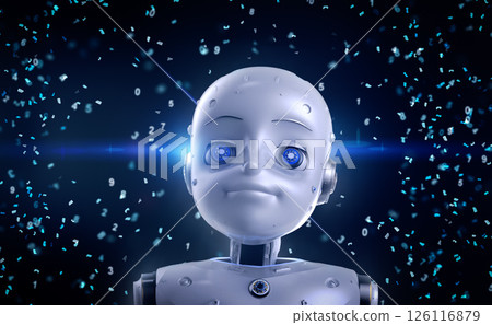 Machine learning concept ai robot with education graphic interface Machine learning concept ai robot with education graphic interface 126116879