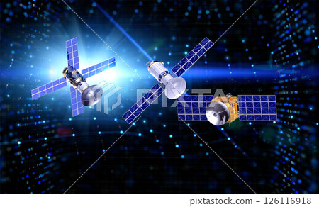 Group of satellite dishes for digital telecommunication 126116918