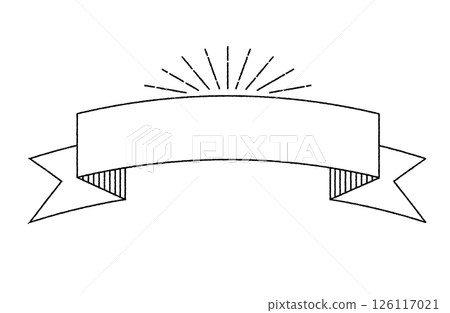 手繪旭日絲帶框架 126117021