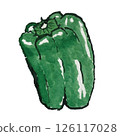 Watercolor illustration of bell peppers like a picture postcard 126117028