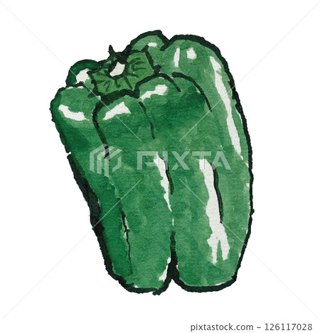 像明信片一樣的甜椒水彩插圖 像明信片一樣的甜椒水彩插圖 126117028
