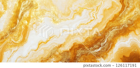 Abstract golden texture background with rich paint strokes on canvas, luxurious wallpaper design for premium, artistic, and elegant concepts 126117191