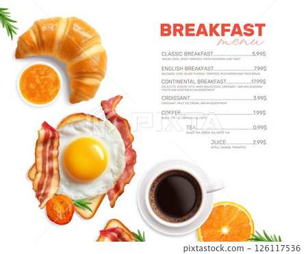 Breakfast Menu Background 126117536