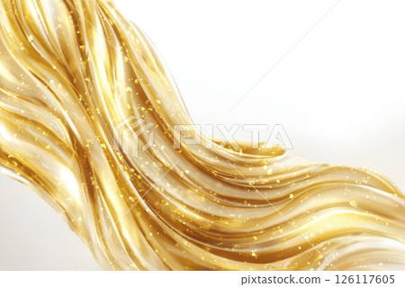 golden oil texture, cosmetic gel liquid isolated on a white background. Abstract glowing glitter wave for beauty product advertising design golden oil texture, cosmetic gel liquid isolated on a white background. Abstract glowing glitter wave for beauty product advertising design 126117605