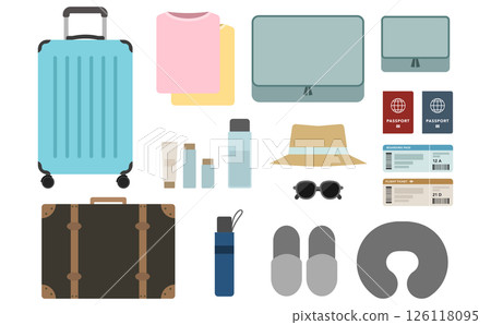 Flat illustration: travel goods set Flat illustration: travel goods set 126118095