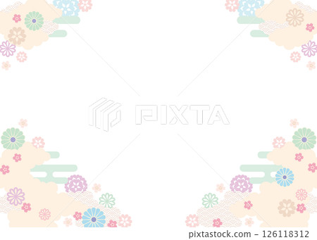 背景 2025-櫻花和花卉圖案 6-2 向量 126118312