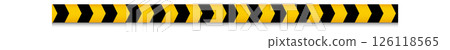 High-quality caution tape with black and yellow chevron pattern. Perfect for safety, construction, and warning signage. 126118565