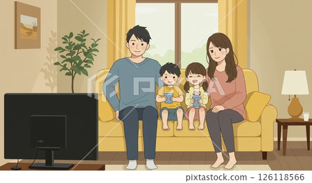 在客廳享受輕鬆的家庭時光 126118566