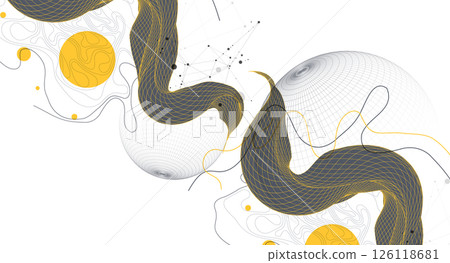 Abstract wireframe wave. Template for science and technology presentation. Vector art. Abstract wireframe wave. Template for science and technology presentation. Vector art. 126118681