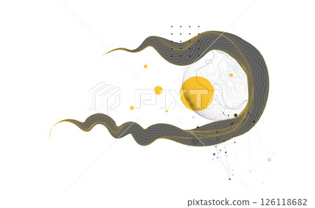 Abstract wireframe wave. Template for science and technology presentation. Vector art. 126118682