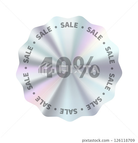 Holographic Sticker Set with Shiny Metallic Gradient Badges, 40 percent sale Tags for Business 126118709