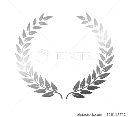 A silver laurel wreath symbolizing victory, achievement, and prestige. Perfect for awards, recognition, and academic excellence. 126118712