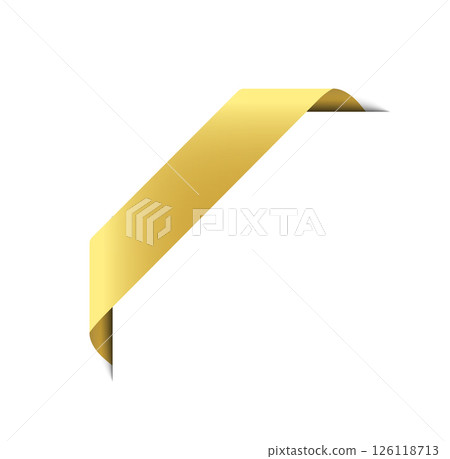 Tag sticker badges. Premium sale shapes. Label product golden corner. Vector ribbons and banners. Luxury gold silk realistic template. 126118713