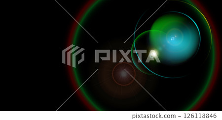 Abstract green blue and red light flare sphere glow effect. Light leaks effect. 3d orb electric shiny and halo bg Space star overlay background. Vector illustration 126118846