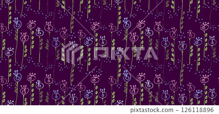 Hand drawn charcoal doodle flower decor Seamless pattern Childish girl style. Pencil drawings Color elements on chalkboard. Grunge chalk crayon scribbles doodles textures. Vector illustration Hand drawn charcoal doodle flower decor Seamless pattern Childish girl style. Pencil drawings Color elements on chalkboard. Grunge chalk crayon scribbles doodles textures. Vector illustration 126118896