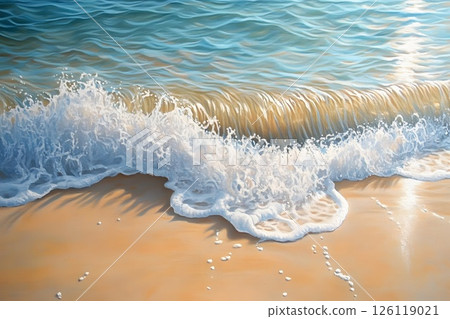 A sea wave hits a sandy beach, close-up 126119021