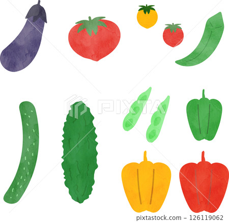 籃子裡的夏季蔬菜的水彩插圖 籃子裡的夏季蔬菜的水彩插圖 126119062