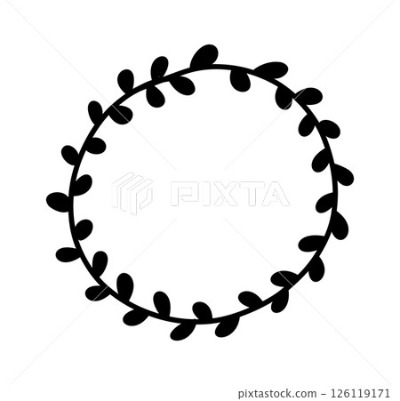 Circle floral wreath. Wedding round botanical frame with leaves. Vector flower decorative laurel. Circle floral wreath. Wedding round botanical frame with leaves. Vector flower decorative laurel. 126119171
