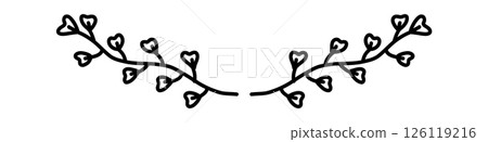 Decorative text dividers floral doodle. Wedding decorative element. Divider ornament, borders, lines. Hand drawn vector illustration isolated on white background 126119216