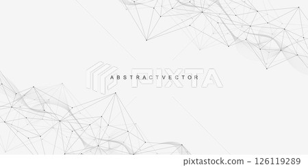Global network connection website header or banner design. Abstract background with connecting dots and lines. Global business. Social network communication. Internet technology. Vector illustration 126119289