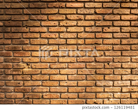 old red brick wall texture background crack on surface with light and shadow 126119481