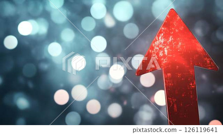 horizontal banner with space for text, red arrow upward, symbolizing the growth of the stock market, prices, finance 126119641