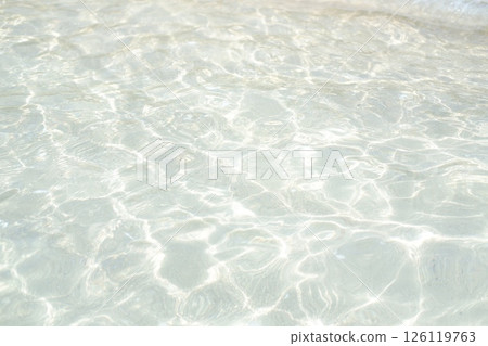 Serene Coastal Scene Ocean Waves Gently Kissing the Sandy Shore 126119763