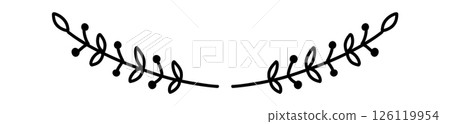 Decorative text dividers floral doodle. Wedding decorative element. Divider ornament, borders, lines. Hand drawn vector illustration isolated on white background 126119954