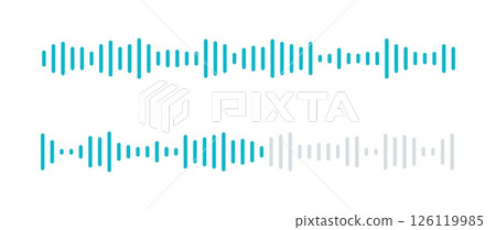 Minimalist Audio Waveform Design in Blue and Gray for Podcasts, Music Apps, and Sound Visualizations. Vector Illustration 126119985