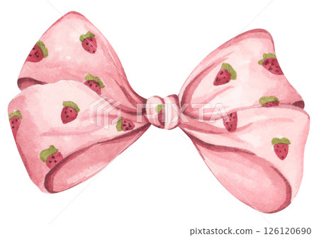 Coquette Strawberry Bow Watercolor in Autumn Garden with Soft Pastel and Feminine Vintage Style Coquette Strawberry Bow Watercolor in Autumn Garden with Soft Pastel and Feminine Vintage Style 126120690