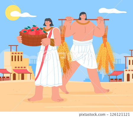 Flat Ancient Egypt Illustration with man and woman 126121121