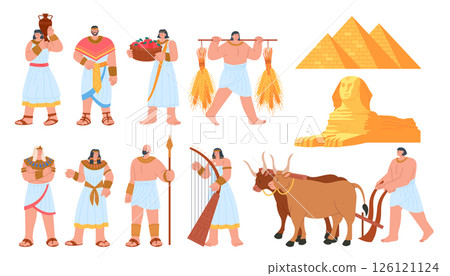 Ancient Egypt Isolated Persons animals and monument Set 126121124