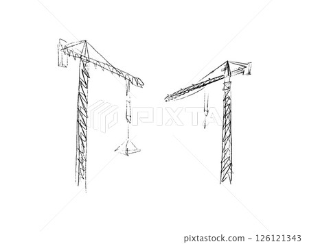 Building crane sketch 126121343