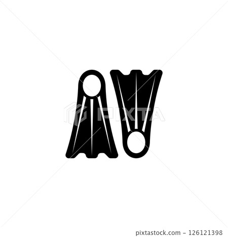 Black silhouette of swimming fins for water sports and diving concepts. 126121398