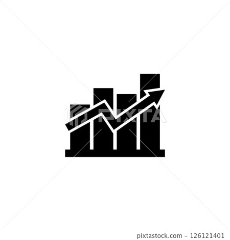 Black silhouette of a bar graph with rising arrow for business growth concepts. Black silhouette of a bar graph with rising arrow for business growth concepts. 126121401
