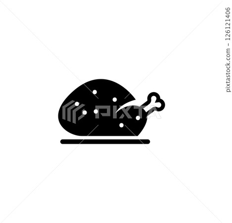 Black silhouette of a whole roasted chicken for food and cuisine concepts. 126121406