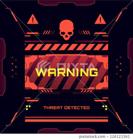 Red Code Warning Sign with Skull Background Red Code Warning Sign with Skull Background 126121561