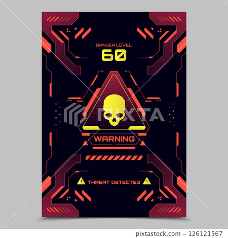 Warning Alert Sign Illustration with Skull Warning Alert Sign Illustration with Skull 126121567