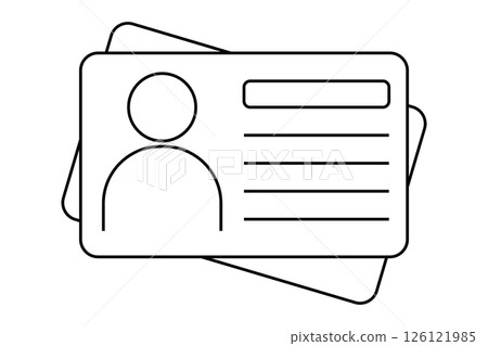 Id card identification badge simple icon. Driver license, verify document. Biometric membership passport. Flat card with information. 126121985