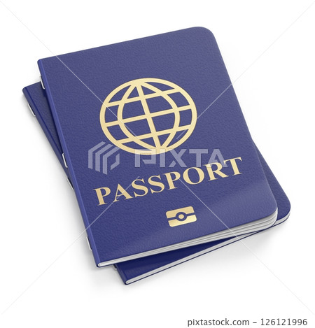 Pair of blue passports 3D 126121996