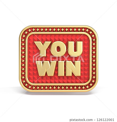 You win red golden sing Square shape 3D You win red golden sing Square shape 3D 126122001
