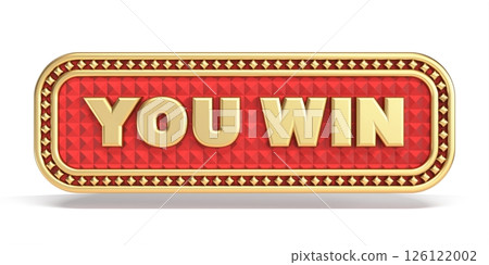 You win red golden sing Horizontal rectangle 3D You win red golden sing Horizontal rectangle 3D 126122002
