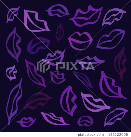 Hand drawn colorful lips and smiles vector set Hand drawn colorful lips and smiles vector set 126122006