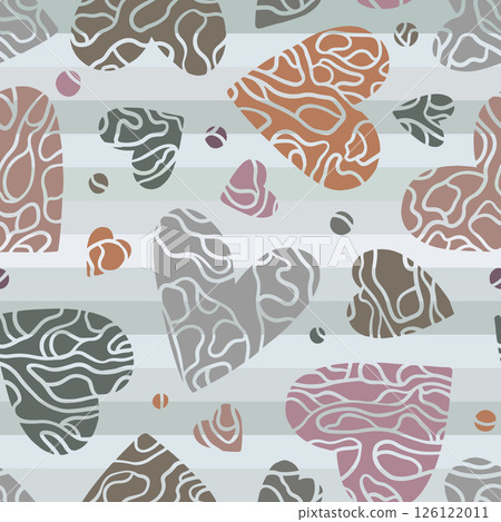 Pastel Seamless Pattern with Hearts and Striped Background Pastel Seamless Pattern with Hearts and Striped Background 126122011