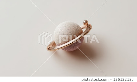 Abstract Sphere Design with Metallic Ring Accents in Minimalist Style 126122183