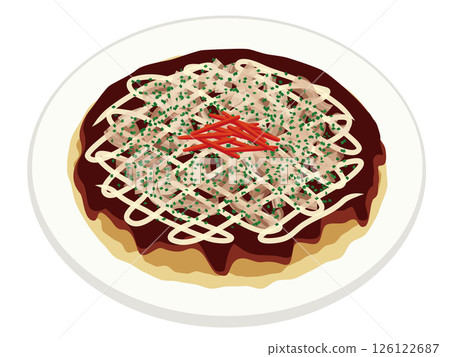 Okonomiyaki on a white plate 126122687