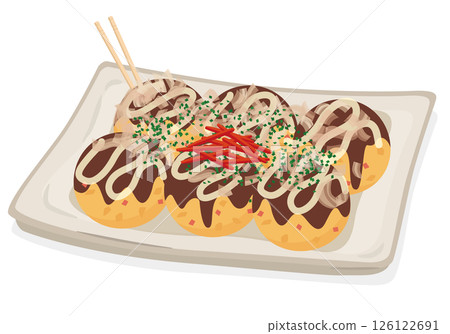 Takoyaki on a square plate Takoyaki on a square plate 126122691