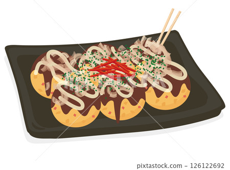 Takoyaki on a square plate 126122692