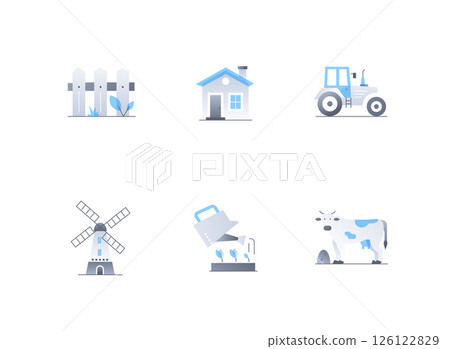 Country life on a farm - flat design style icons set Country life on a farm - flat design style icons set 126122829