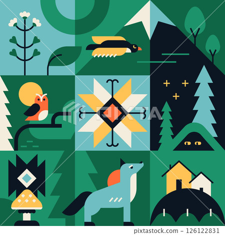 Beauty of wildlife - flat design style illustration 126122831